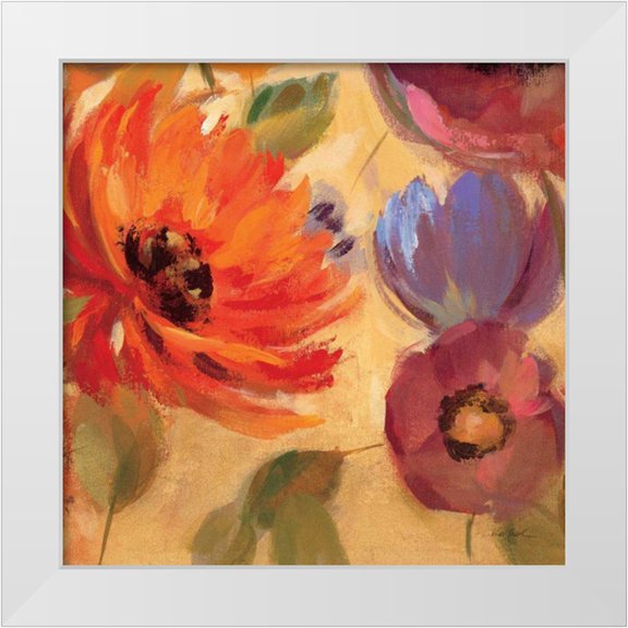 Vassileva, Silvia 12x12 White Modern Wood Framed Museum Art Print Titled - Vivid Flowers Crop II