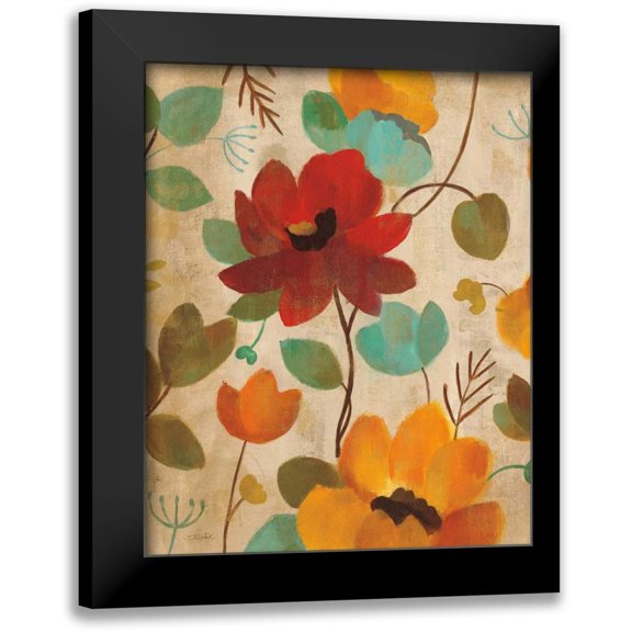 Vassileva, Silvia 12x14 Black Modern Framed Museum Art Print Titled - Vibrant Embroidery II