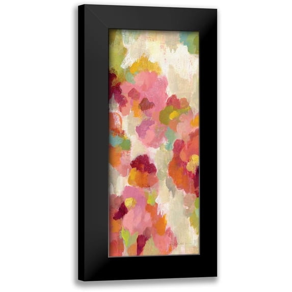Vassileva, Silvia 12x24 Black Modern Framed Museum Art Print Titled - Coral and Emerald Garden I Panel II