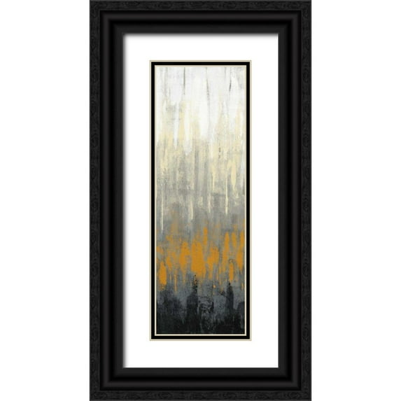 Vassileva, Silvia 13x32 Black Ornate Wood Framed with Double Matting Museum Art Print Titled - Rain on the Asphalt III