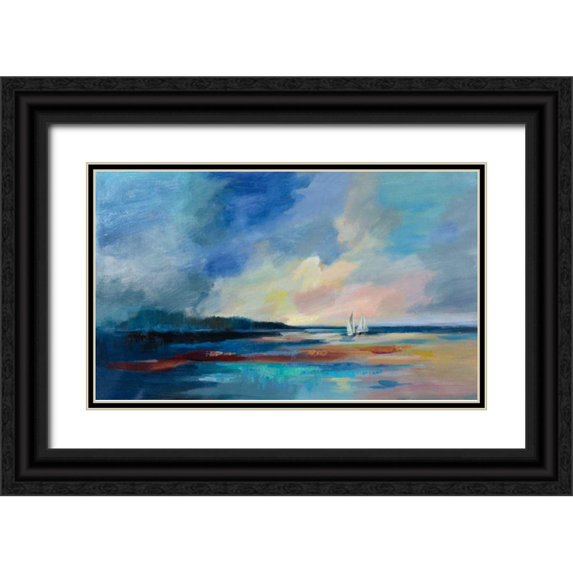 Vassileva, Silvia 14x10 Black Ornate Wood Framed with Double Matting Museum Art Print Titled - Ultramarine Sea and Sky