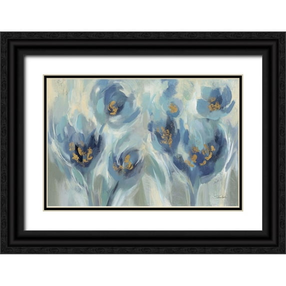 Vassileva, Silvia 14x11 Black Ornate Wood Framed with Double Matting Museum Art Print Titled - Blue Fairy Tale Floral III Light