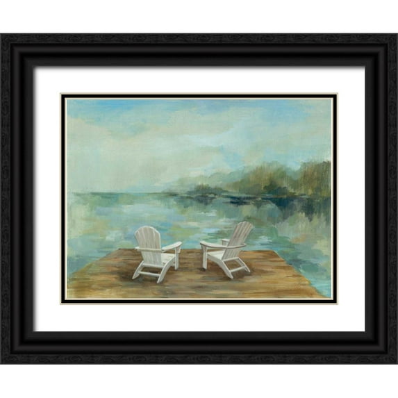 Vassileva, Silvia 14x12 Black Ornate Wood Framed with Double Matting Museum Art Print Titled - Lakeside Retreat I no Wood