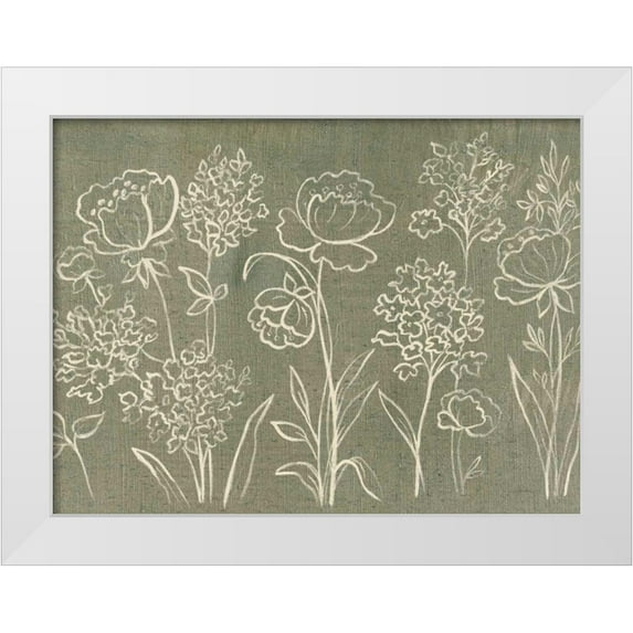 Vassileva, Silvia 14x12 White Modern Wood Framed Museum Art Print Titled - Sage Floral I Crop