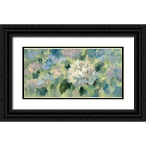 Vassileva, Silvia 14x9 Black Ornate Wood Framed with Double Matting Museum Art Print Titled - Hydrangea Mosaic