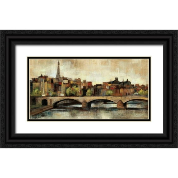 Vassileva, Silvia 14x9 Black Ornate Wood Framed with Double Matting Museum Art Print Titled - Paris Bridge I Spice