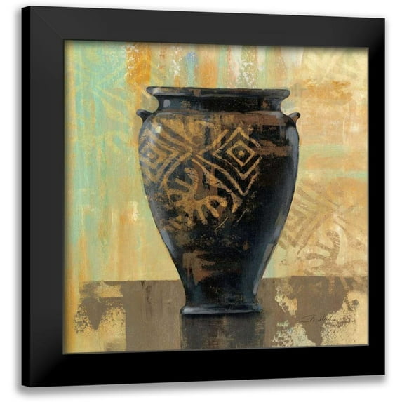 Vassileva, Silvia 15x15 Black Modern Framed Museum Art Print Titled - Glazed Pot III with Decoration