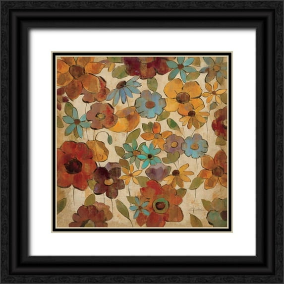 Vassileva, Silvia 15x15 Black Ornate Wood Framed with Double Matting Museum Art Print Titled - Floral Sketches III