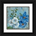 thumbnail image 1 of Vassileva, Silvia 15x15 Black Ornate Wood Framed with Double Matting Museum Art Print Titled - Hollyhocks and Blue Flowers I, 1 of 4