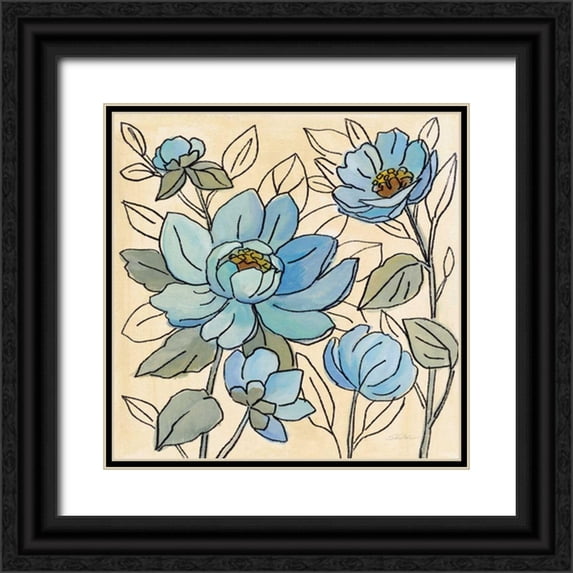 Vassileva, Silvia 15x15 Black Ornate Wood Framed with Double Matting Museum Art Print Titled - Spring Lace Floral IV