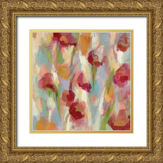 Vassileva, Silvia 15x15 Gold Ornate Wood Framed with Double Matting Museum Art Print Titled - Breezy Floral II