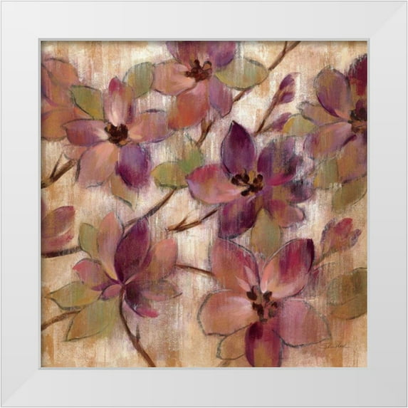 Vassileva, Silvia 15x15 White Modern Wood Framed Museum Art Print Titled - Magenta Branch II