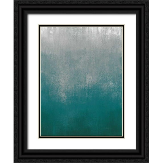 Vassileva, Silvia 15x18 Black Ornate Wood Framed with Double Matting Museum Art Print Titled - Silver Wave I Green Crop