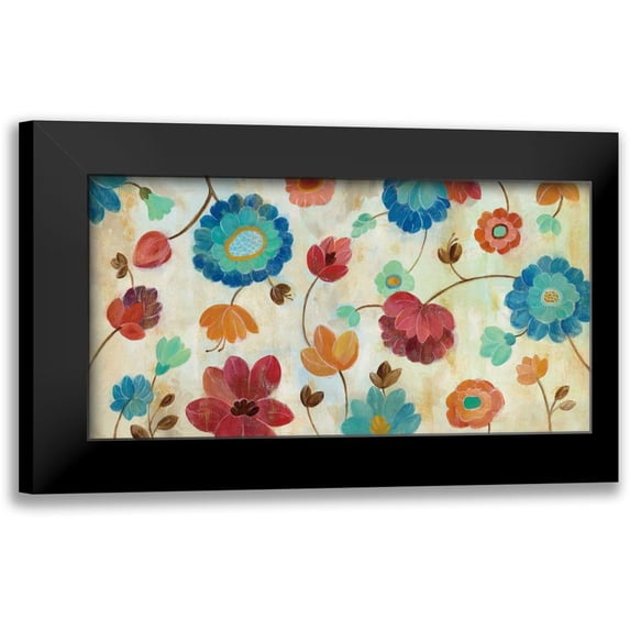 Vassileva, Silvia 18x11 Black Modern Framed Museum Art Print Titled - Coral and Teal Garden III