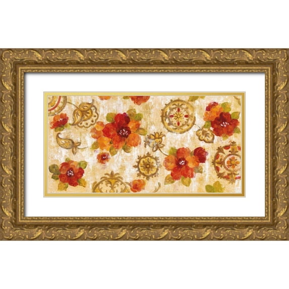 Vassileva, Silvia 18x11 Gold Ornate Wood Framed with Double Matting Museum Art Print Titled - Hibiscus and Mandala