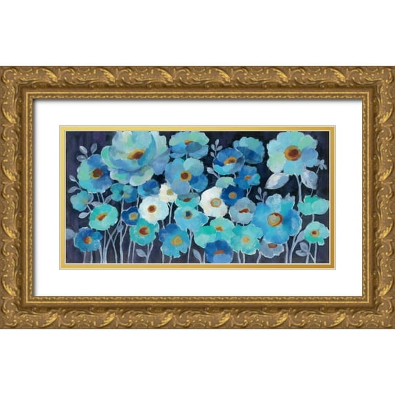 Vassileva, Silvia 18x11 Gold Ornate Wood Framed with Double Matting Museum Art Print Titled - Indigo Flowers