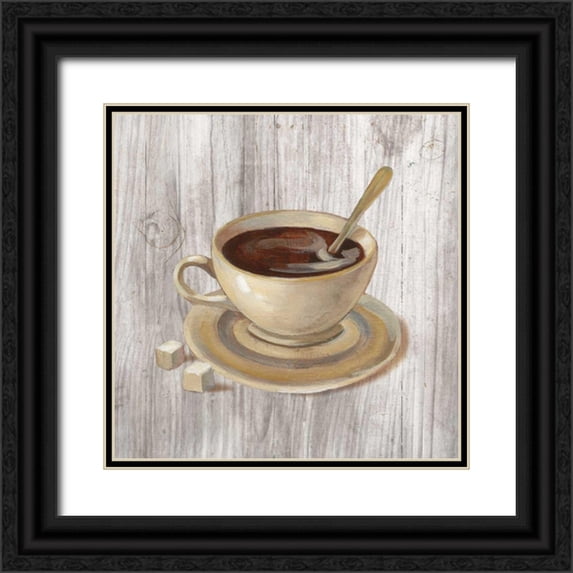 Vassileva, Silvia 20x20 Black Ornate Wood Framed with Double Matting Museum Art Print Titled - Coffee Time VI on Wood