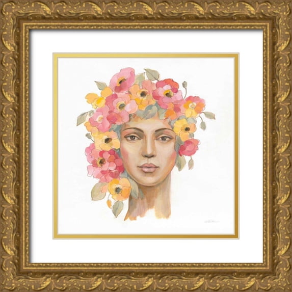 Vassileva, Silvia 20x20 Gold Ornate Wood Framed with Double Matting Museum Art Print Titled - International Woman I