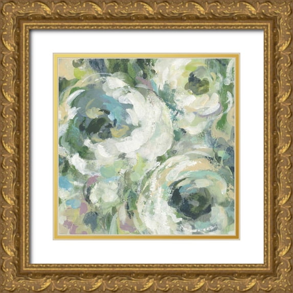 Vassileva, Silvia 20x20 Gold Ornate Wood Framed with Double Matting Museum Art Print Titled - Sage and Lavender Peonies II Light