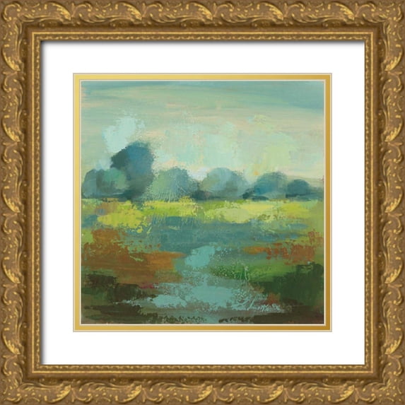 Vassileva, Silvia 20x20 Gold Ornate Wood Framed with Double Matting Museum Art Print Titled - Windsor Blue Field III