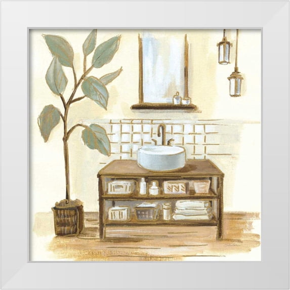 Vassileva, Silvia 20x20 White Modern Wood Framed Museum Art Print Titled - Sage Bathroom II