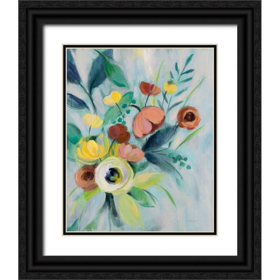 Vassileva, Silvia 20x24 Black Ornate Wood Framed with Double Matting Museum Art Print Titled - Colorful Elegant Floral I