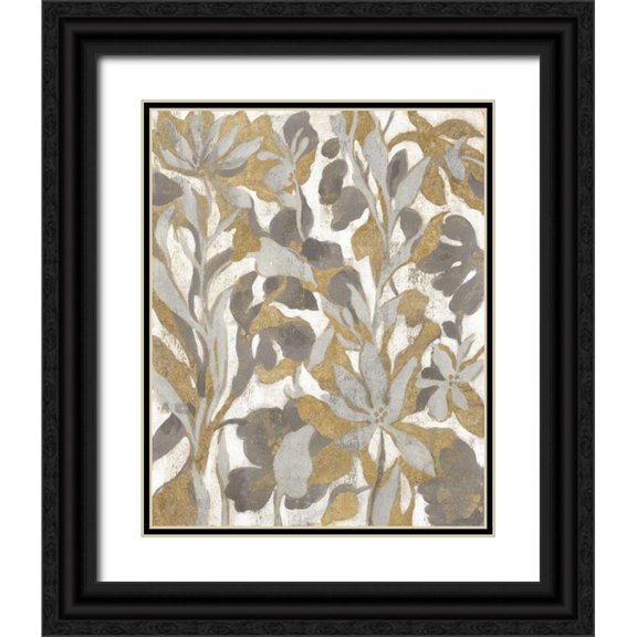 Vassileva, Silvia 20x24 Black Ornate Wood Framed with Double Matting Museum Art Print Titled - Painted Tropical Screen I Gray Gold