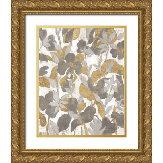 Vassileva, Silvia 20x24 Gold Ornate Wood Framed with Double Matting Museum Art Print Titled - Painted Tropical Screen II Gray Gold