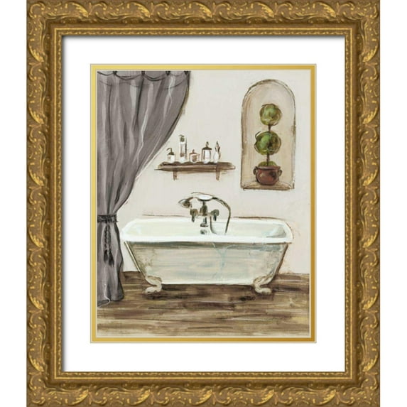 Vassileva, Silvia 20x24 Gold Ornate Wood Framed with Double Matting Museum Art Print Titled - Tuscan Bath I Greige