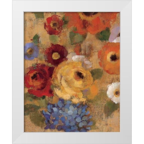 Vassileva, Silvia 20x24 White Modern Wood Framed Museum Art Print Titled - Jacquard Floral I Crop