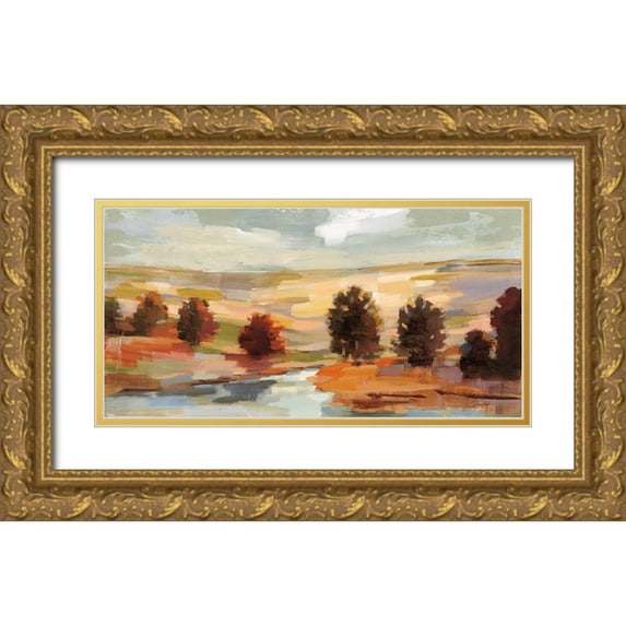 Vassileva, Silvia 24x14 Gold Ornate Wood Framed with Double Matting Museum Art Print Titled - Fall Country Landscape