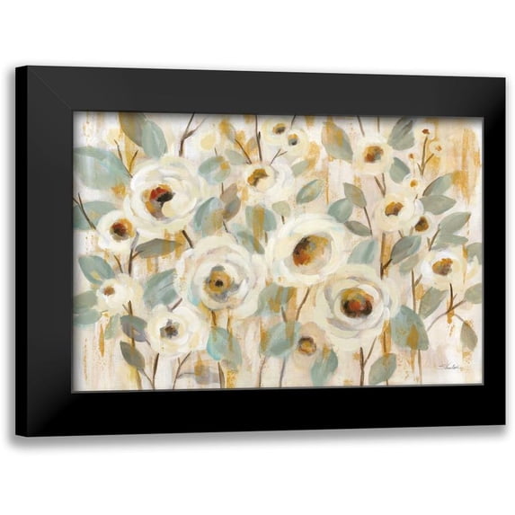 Vassileva, Silvia 24x17 Black Modern Framed Museum Art Print Titled - White Gold and Sage Floral