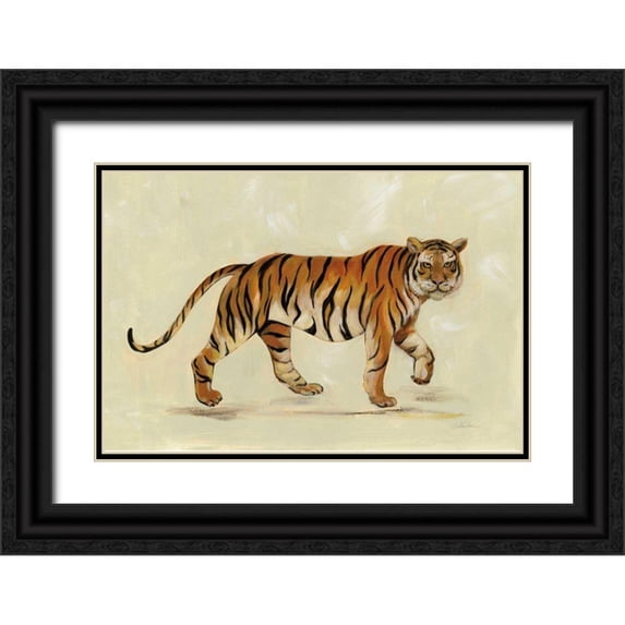 Vassileva, Silvia 24x17 Black Ornate Wood Framed with Double Matting Museum Art Print Titled - Walking Tiger