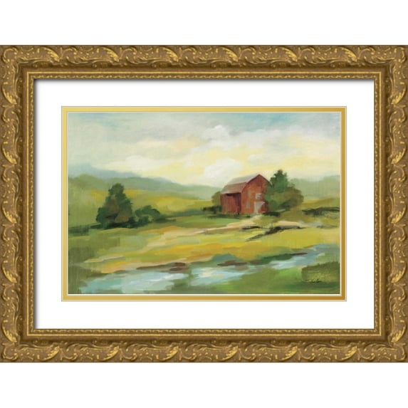 Vassileva, Silvia 24x17 Gold Ornate Wood Framed with Double Matting Museum Art Print Titled - Springtime Farm