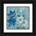 thumbnail image 1 of Vassileva, Silvia 26x26 Black Ornate Wood Framed with Double Matting Museum Art Print Titled - Hollyhocks and Blue Flowers II, 1 of 4