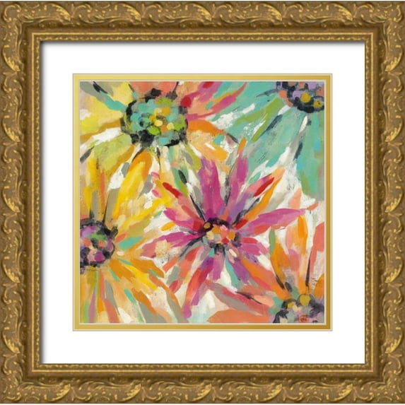 Vassileva, Silvia 26x26 Gold Ornate Wood Framed with Double Matting Museum Art Print Titled - Abstracted Petals II
