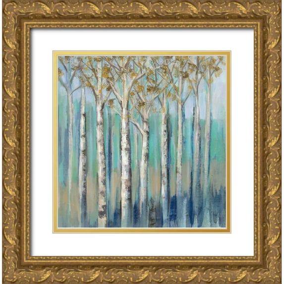 Vassileva, Silvia 26x26 Gold Ornate Wood Framed with Double Matting Museum Art Print Titled - Birches at Dawn