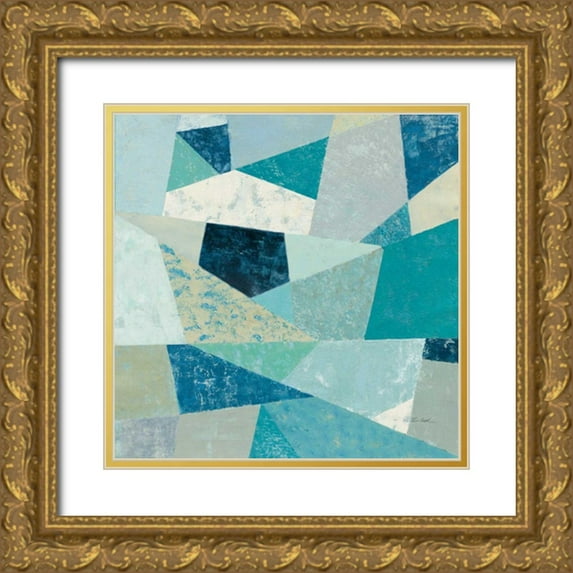 Vassileva, Silvia 26x26 Gold Ornate Wood Framed with Double Matting Museum Art Print Titled - Indigo Geo Metric II Soft