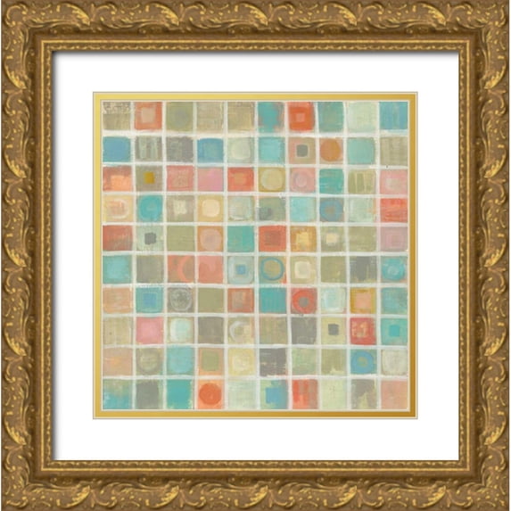 Vassileva, Silvia 26x26 Gold Ornate Wood Framed with Double Matting Museum Art Print Titled - Sea Glass Mosaic