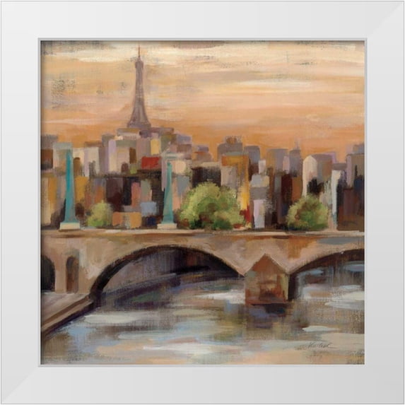 Vassileva, Silvia 26x26 White Modern Wood Framed Museum Art Print Titled - Sunset in Paris I