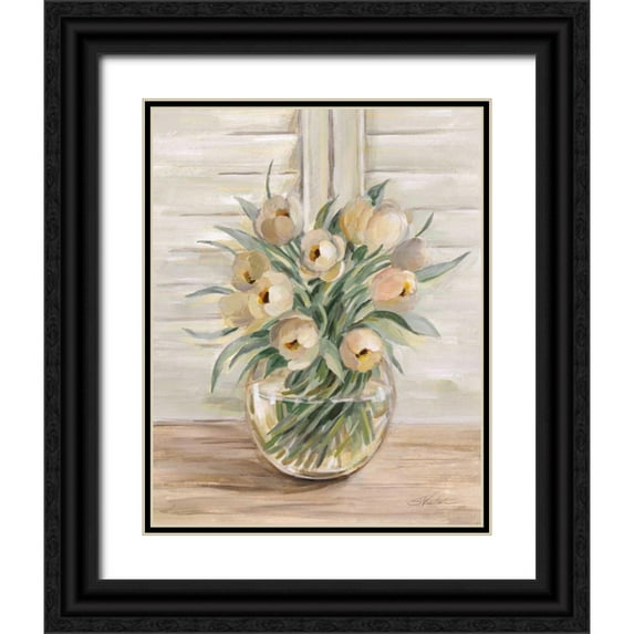 Vassileva, Silvia 26x32 Black Ornate Wood Framed with Double Matting Museum Art Print Titled - Blush Floral Bouquet