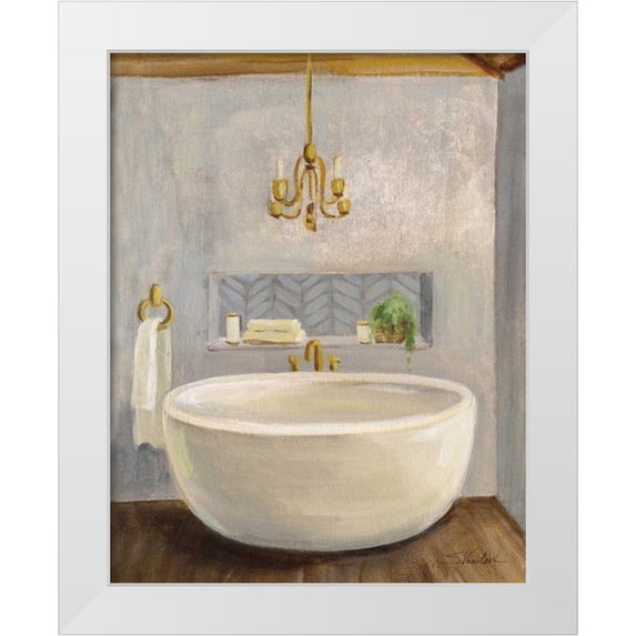 Vassileva, Silvia 26x32 White Modern Wood Framed Museum Art Print Titled - Attic Bathroom II Crop