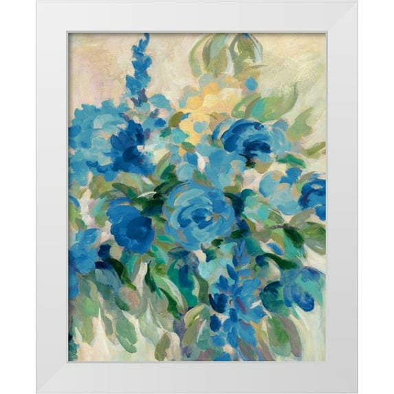 Vassileva, Silvia 26x32 White Modern Wood Framed Museum Art Print Titled - Flower Market III Blue