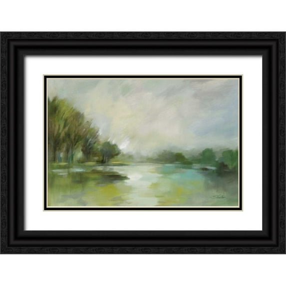 Vassileva, Silvia 32x23 Black Ornate Wood Framed with Double Matting Museum Art Print Titled - Lakeside Fog