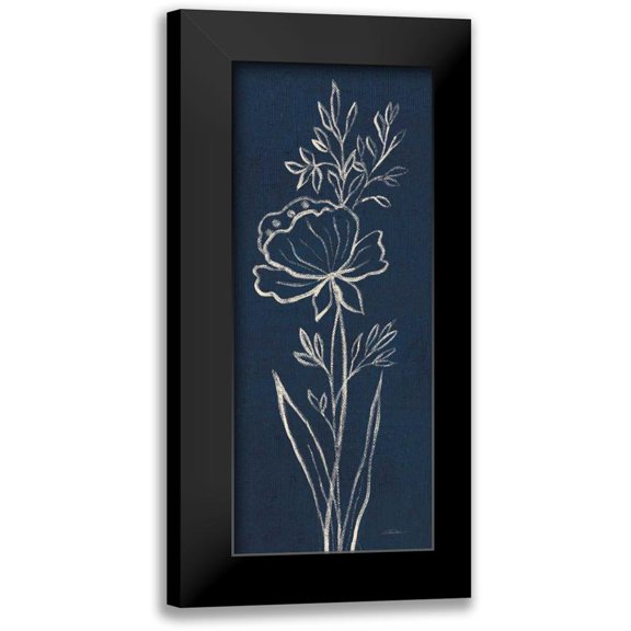 Vassileva, Silvia 8x14 Black Modern Framed Museum Art Print Titled - Indigo Floral III