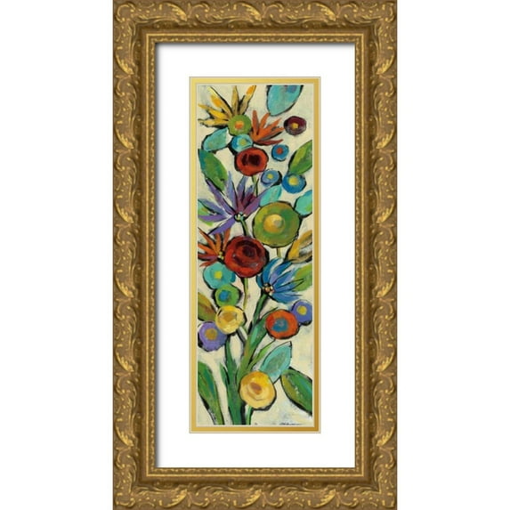 Vassileva, Silvia 9x18 Gold Ornate Wood Framed with Double Matting Museum Art Print Titled - Confetti Floral II
