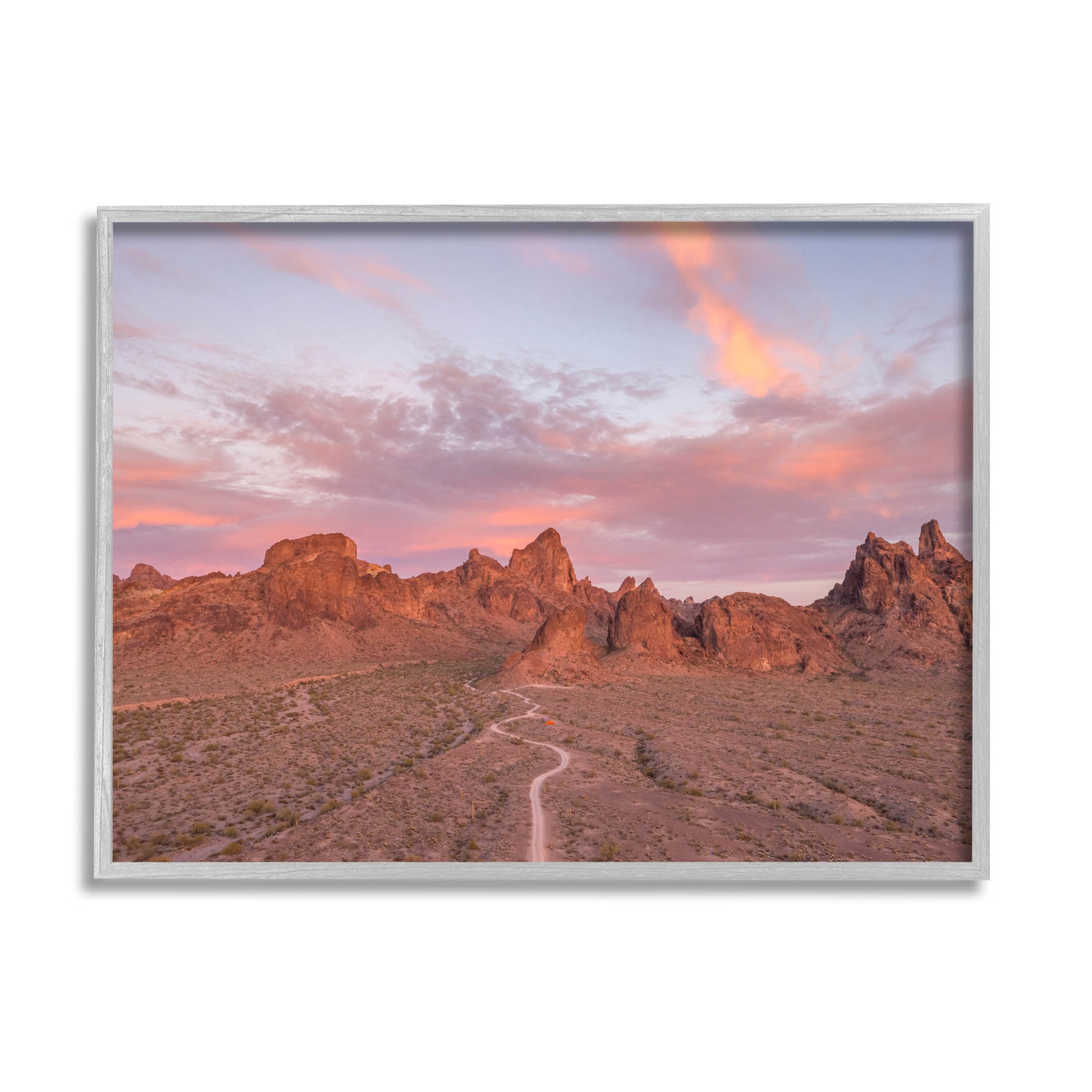 Vast Canyon Road Desert Scene Landscape Photograph Gray Framed Art Print Wall Art