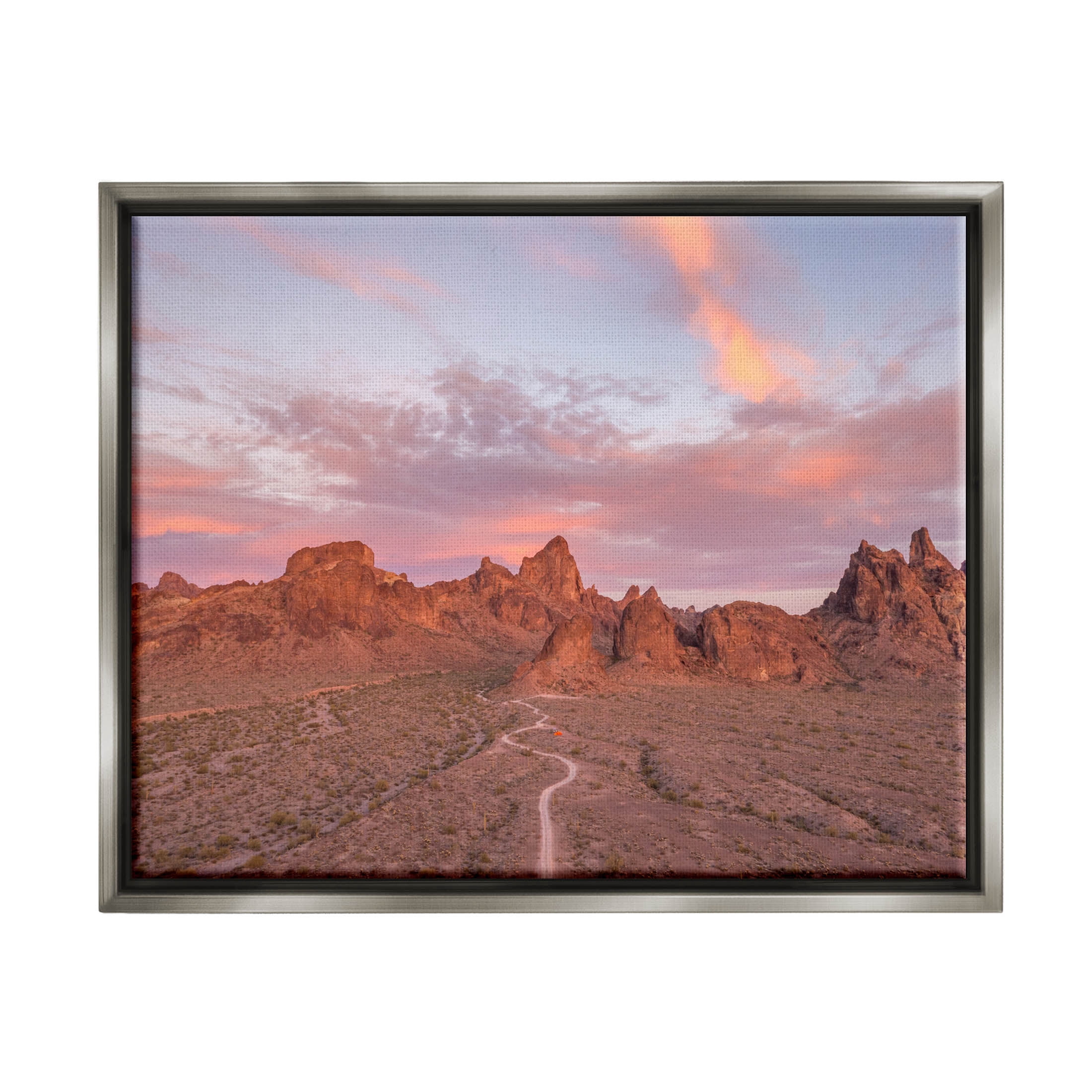 Vast Canyon Road Desert Scene Landscape Photograph Luster Gray Framed Art Print Wall Art