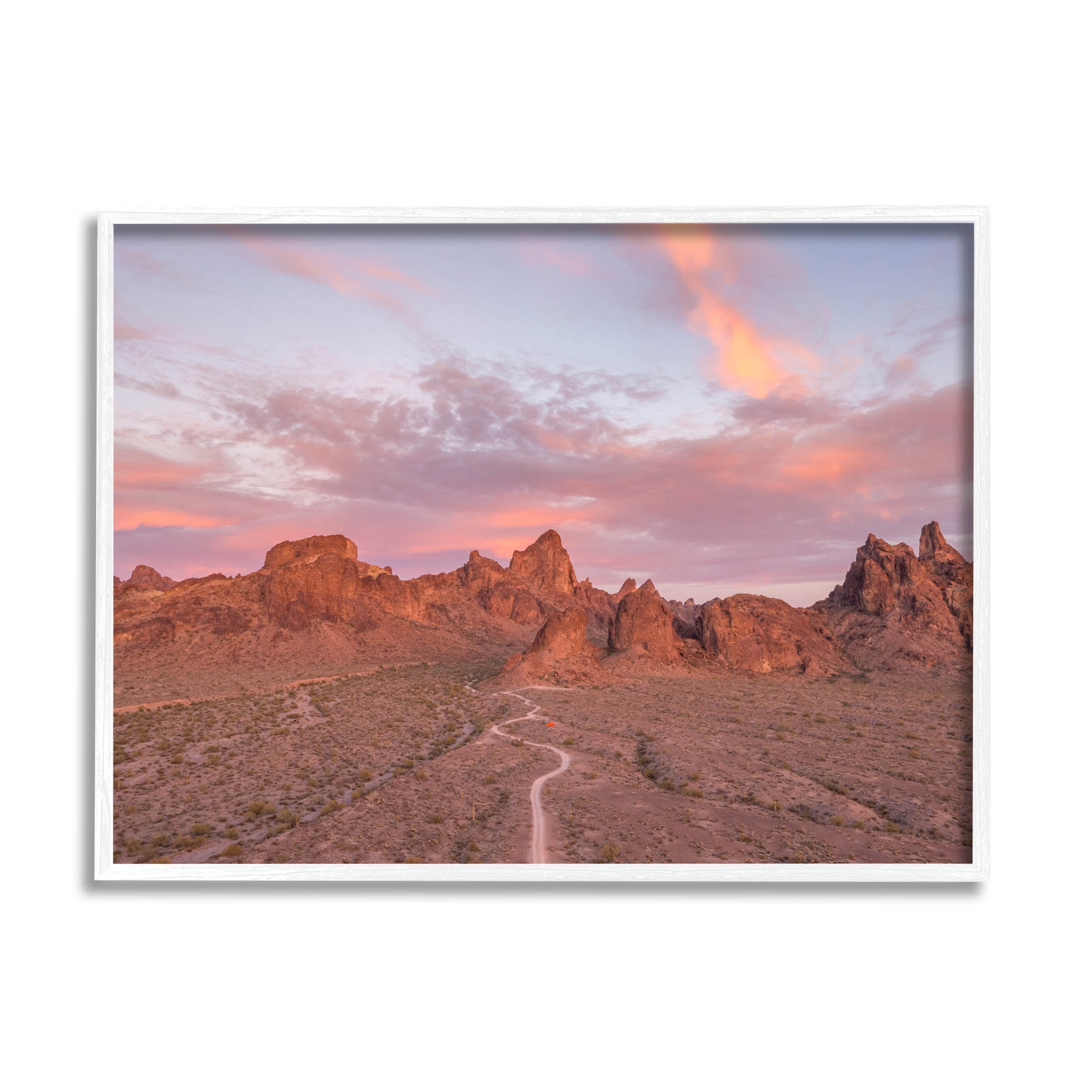Vast Canyon Road Desert Scene Landscape Photograph White Framed Art Print Wall Art