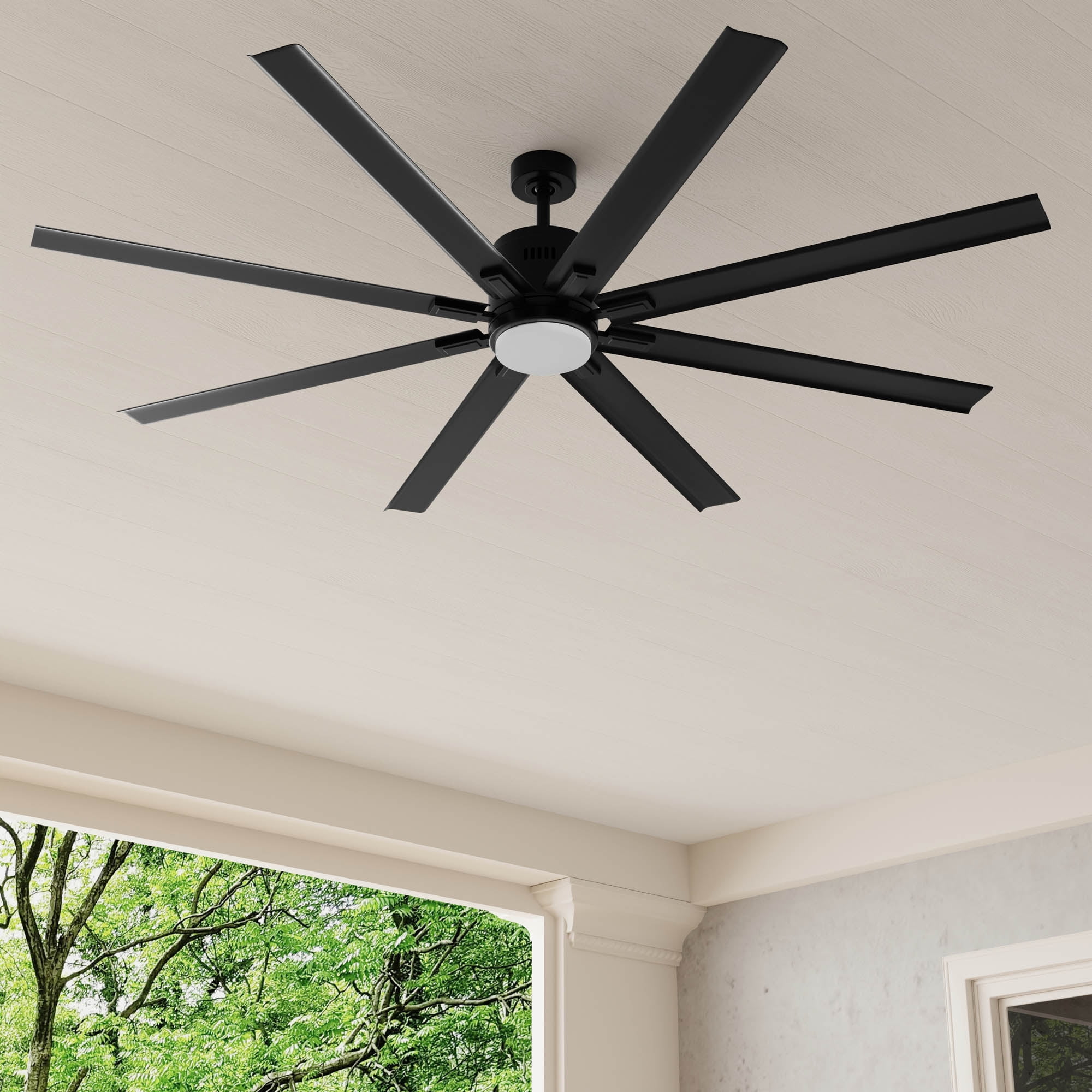 Vast 72'' Black Ceiling Fan with LED Light and Remote